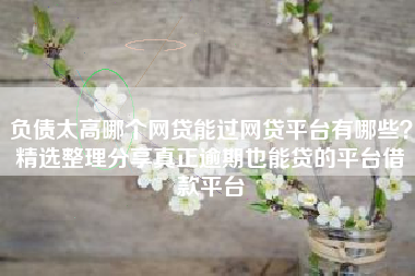 负债太高哪个网贷能过网贷平台有哪些？精选整理分享真正逾期也能贷的平台借款平台