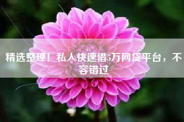 精选整理！私人快速借5万网贷平台，不容错过