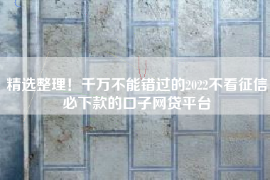 精选整理！千万不能错过的2022不看征信必下款的口子网贷平台