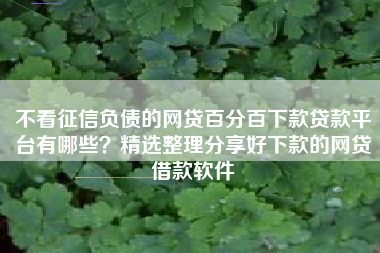 不看征信负债的网贷百分百下款贷款平台有哪些？精选整理分享好下款的网贷借款软件