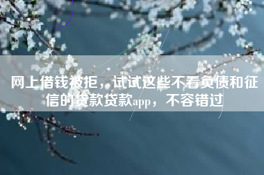 网上借钱被拒，试试这些不看负债和征信的贷款贷款app，不容错过