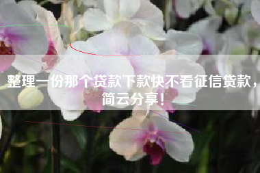 整理一份那个贷款下款快不看征信贷款，简云分享！
