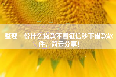 整理一份什么贷款不看征信秒下借款软件，简云分享！
