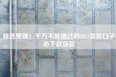 精选整理！千万不能错过的2022贷款口子必下款贷款