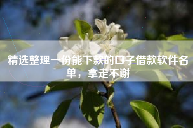 精选整理一份能下款的口子借款软件名单，拿走不谢