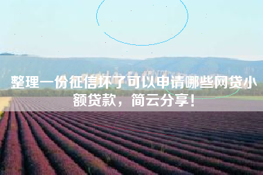 整理一份征信坏了可以申请哪些网贷小额贷款，简云分享！