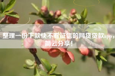 整理一份下款快不看征信的网贷贷款app，简云分享！