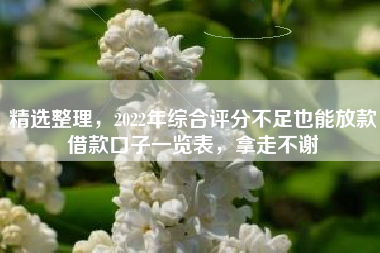 精选整理，2022年综合评分不足也能放款借款口子一览表，拿走不谢