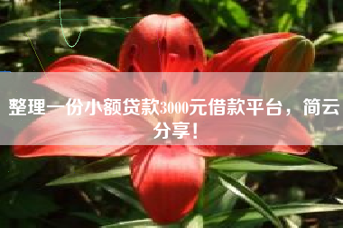 整理一份小额贷款3000元借款平台，简云分享！