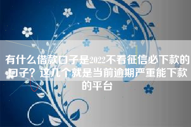 有什么借款口子是2022不看征信必下款的口子？这几个就是当前逾期严重能下款的平台