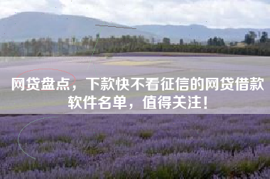 网贷盘点，下款快不看征信的网贷借款软件名单，值得关注！