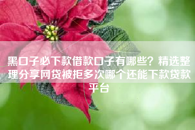 黑口子必下款借款口子有哪些？精选整理分享网贷被拒多次哪个还能下款贷款平台