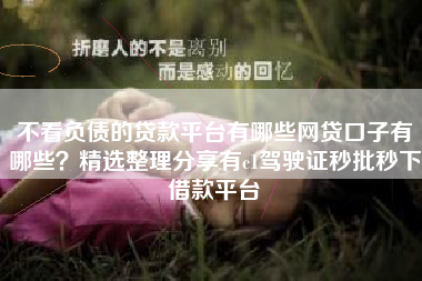 不看负债的贷款平台有哪些网贷口子有哪些？精选整理分享有c1驾驶证秒批秒下借款平台