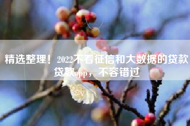 精选整理！2022不看征信和大数据的贷款贷款app，不容错过
