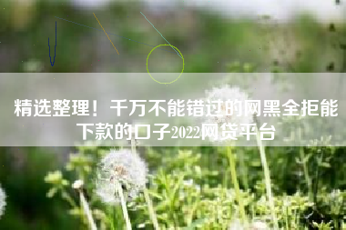 精选整理！千万不能错过的网黑全拒能下款的口子2022网贷平台