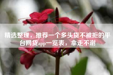 精选整理，推荐一个多头贷不被拒的平台网贷app一览表，拿走不谢