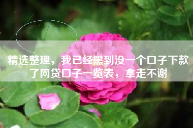 精选整理，我已经黑到没一个口子下款了网贷口子一览表，拿走不谢