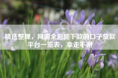 精选整理，网黑全拒能下款的口子贷款平台一览表，拿走不谢