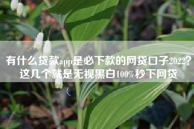 有什么贷款app是必下款的网贷口子2022？这几个就是无视黑白100%秒下网贷