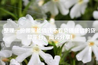 整理一份哪里能借钱不看负债征信的贷款平台，简云分享！