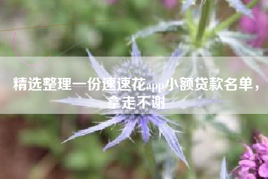 精选整理一份速速花app小额贷款名单，拿走不谢