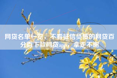 网贷名单一览，不看征信负债的网贷百分百下款网贷app，拿走不谢