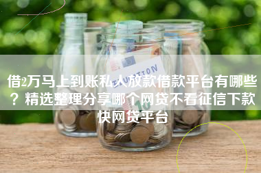 借2万马上到账私人放款借款平台有哪些？精选整理分享哪个网贷不看征信下款快网贷平台
