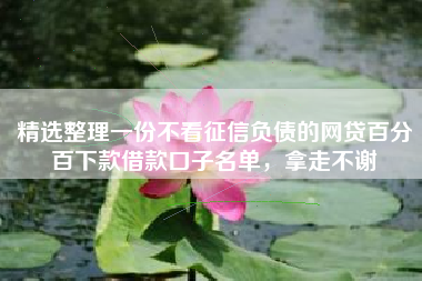 精选整理一份不看征信负债的网贷百分百下款借款口子名单，拿走不谢