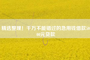 精选整理！千万不能错过的急用钱借款5000元贷款