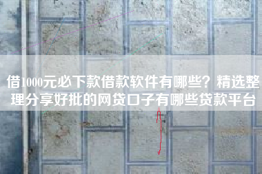 借1000元必下款借款软件有哪些？精选整理分享好批的网贷口子有哪些贷款平台