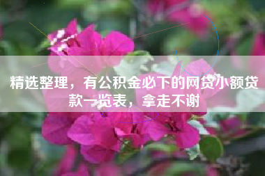 精选整理，有公积金必下的网贷小额贷款一览表，拿走不谢