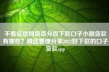 不看征信网贷百分百下款口子小额贷款有哪些？精选整理分享2022好下款的口子贷款app
