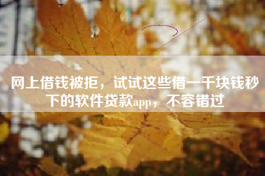网上借钱被拒，试试这些借一千块钱秒下的软件贷款app，不容错过