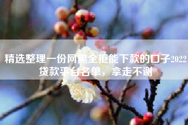 精选整理一份网黑全拒能下款的口子2022贷款平台名单，拿走不谢