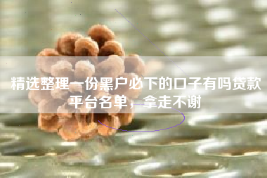 精选整理一份黑户必下的口子有吗贷款平台名单，拿走不谢