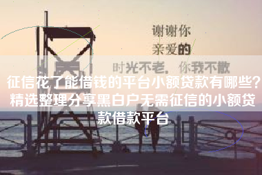 征信花了能借钱的平台小额贷款有哪些？精选整理分享黑白户无需征信的小额贷款借款平台