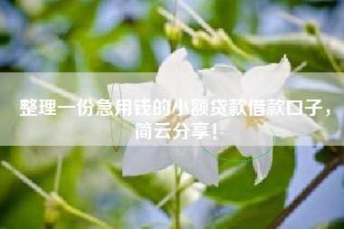 整理一份急用钱的小额贷款借款口子，简云分享！