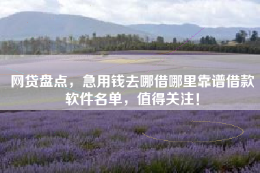网贷盘点，急用钱去哪借哪里靠谱借款软件名单，值得关注！