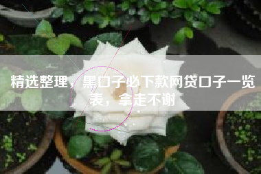 精选整理，黑口子必下款网贷口子一览表，拿走不谢