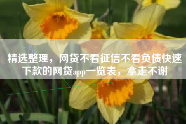 精选整理，网贷不看征信不看负债快速下款的网贷app一览表，拿走不谢