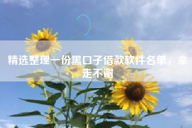 精选整理一份黑口子借款软件名单，拿走不谢
