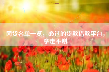 网贷名单一览，必过的贷款借款平台，拿走不谢