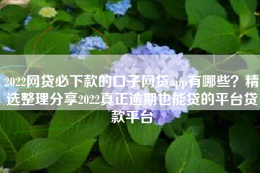 2022网贷必下款的口子网贷app有哪些？精选整理分享2022真正逾期也能贷的平台贷款平台