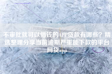 不审批就可以借钱的APP贷款有哪些？精选整理分享当前逾期严重能下款的平台网贷app