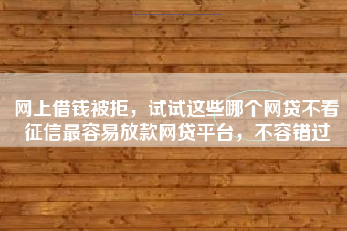 网上借钱被拒，试试这些哪个网贷不看征信最容易放款网贷平台，不容错过