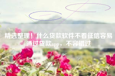 精选整理！什么贷款软件不看征信容易通过贷款app，不容错过
