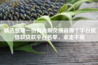 精选整理一份有逾期负债高哪个平台能借款贷款平台名单，拿走不谢