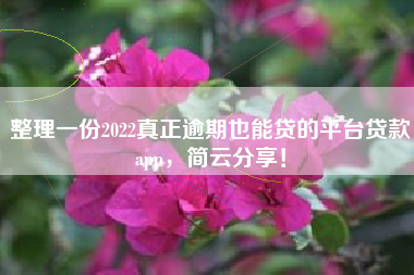整理一份2022真正逾期也能贷的平台贷款app，简云分享！