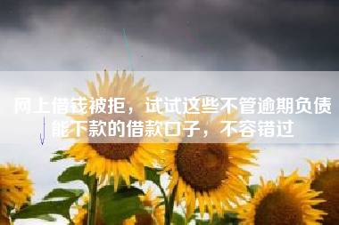 网上借钱被拒，试试这些不管逾期负债能下款的借款口子，不容错过