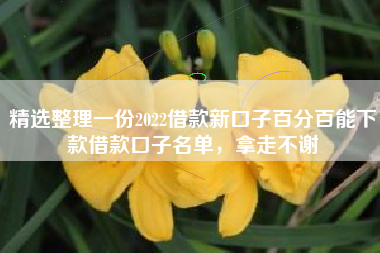 精选整理一份2022借款新口子百分百能下款借款口子名单，拿走不谢